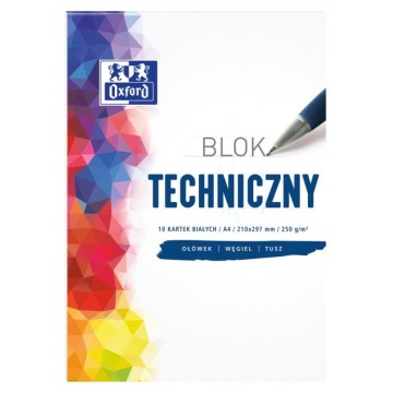 Blok techniczny biały A4/10 OXFORD 250g