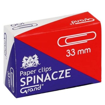 Spinacze okrągłe 33mm GRAND [100] srebrne