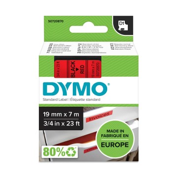 Taśma DYMO D1 - 19 mm x 7 m, czarny / czerwony