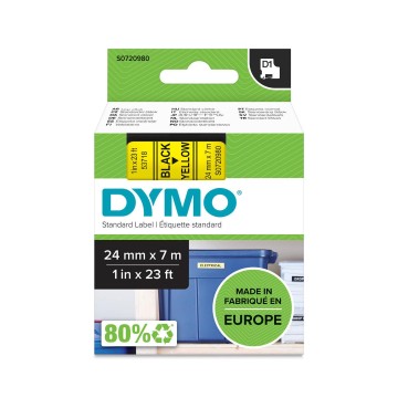 Taśma DYMO D1 - 24 mm x 7 m, czarny / żółty