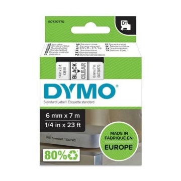 Taśma DYMO D1 - 6 mm x 7 m, czarny / przezroczysty